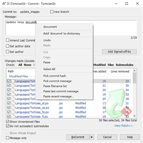 how to change commit message using tortoisegit