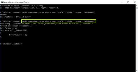 how to change computer name in command prompt windows 10