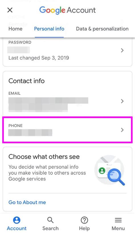how to change contact number in gmail account