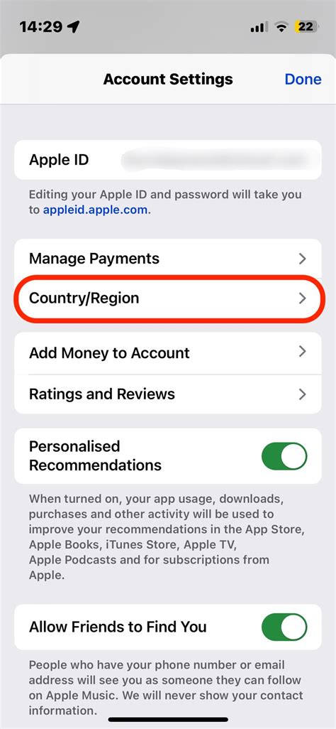 how to change country code in iphone app store