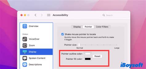 how to change cursor size on macbook air