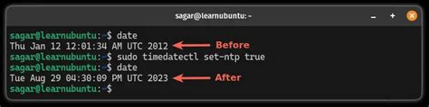 how to change date and time in ubuntu command line