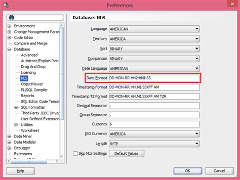 how to change date time format in oracle sql developer