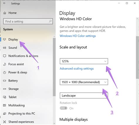 how to change default display settings windows 10