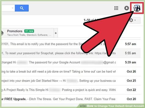 how to change default email in chrome android