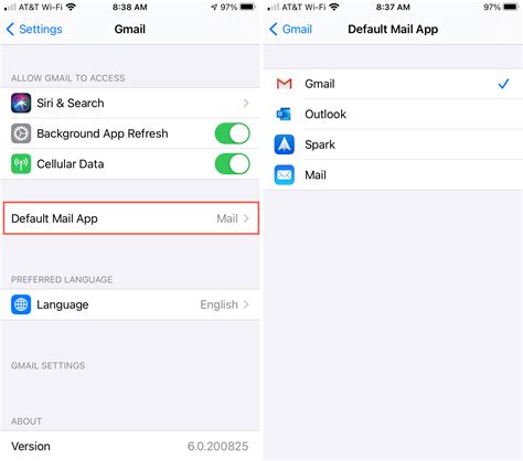 how to change default email to gmail on iphone