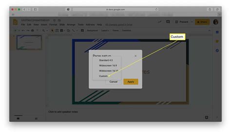 how to change dimensions on google slides