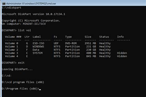 how to change directory in cmd to program files x86