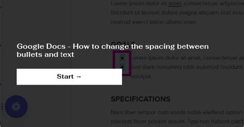 how to change distance between bullet and text in google docs