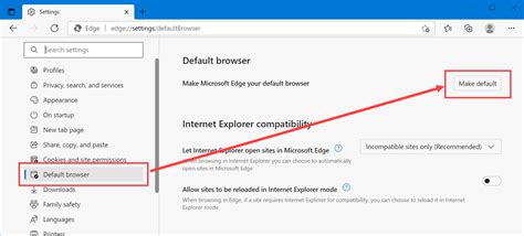 how to change edge default browser