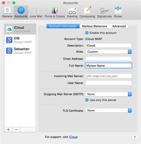 how to change email display name in mac mail