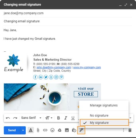how to change email signature gmail app