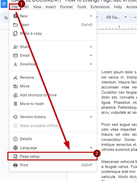 how to change file size in google docs