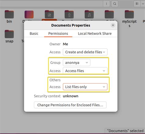 how to change folder user in linux