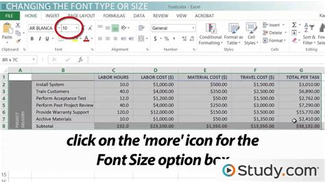 how to change font in excel formula