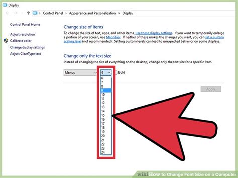 how to change font size on computer screen windows 8