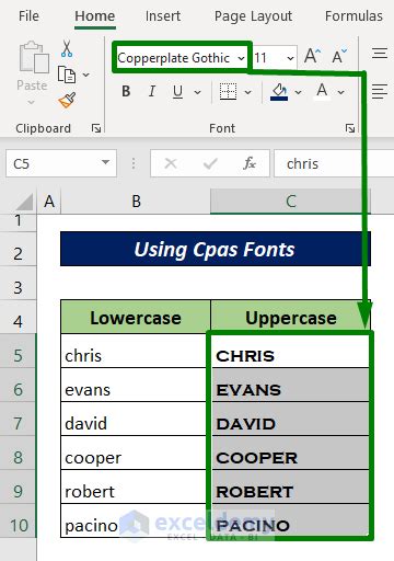 how to change font to lowercase in excel