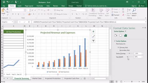 how to change gap width in excel
