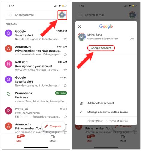 how to change gmail account name in mobile