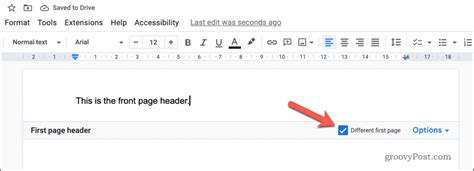 how to change header format in google docs