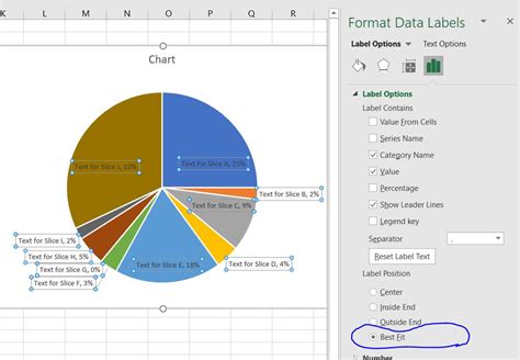 how to change horizontal axis labels in excel pie chart