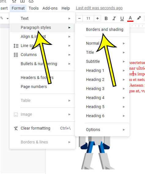 how to change horizontal line in google docs