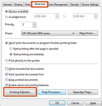 how to change hp printer settings to labels