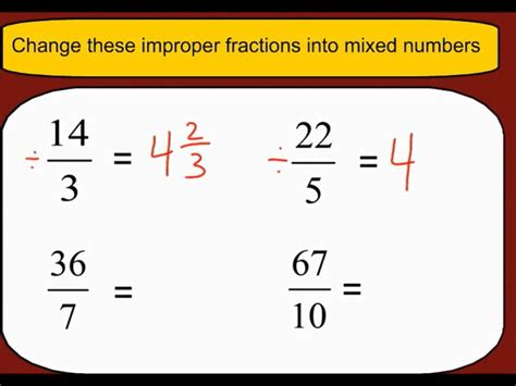 how to change improper fractions to mixed fractions