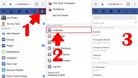 how to change language in facebook lite