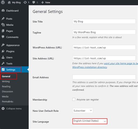 how to change language in wordpress dashboard