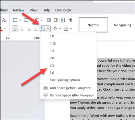 how to change line spacing in word text box
