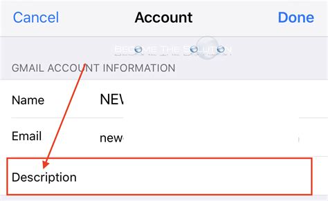 how to change mailbox name in iphone