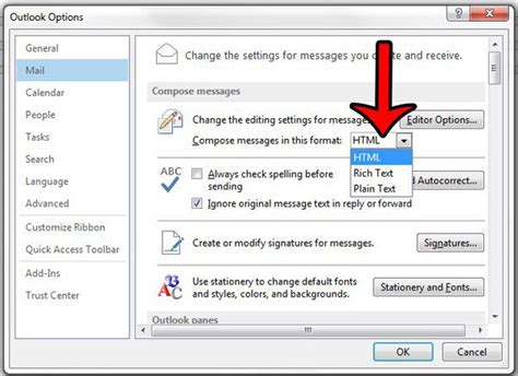 how to change message format in new outlook