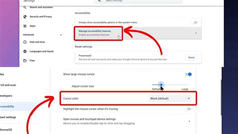 how to change mouse cursor size on chromebook