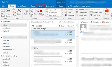 how to change my mail view in outlook