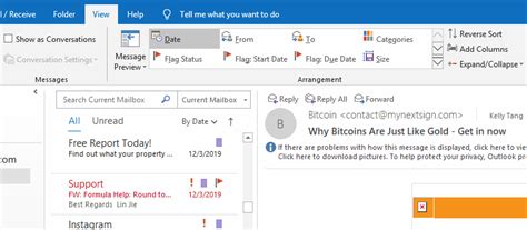 how to change my outlook inbox view