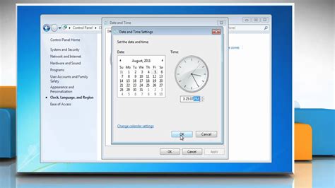 how to change my pc time and date settings