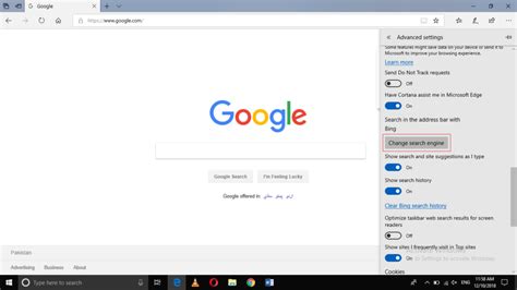 how to change my search engine to google in edge