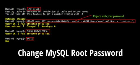 how to change mysql root user password in linux