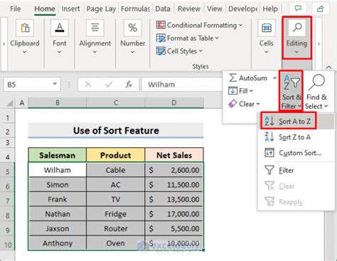 how to change name in alphabetical order in excel