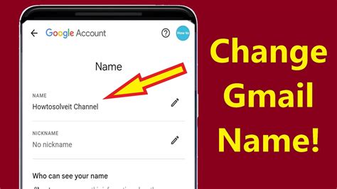 how to change name in gmail account in mobile