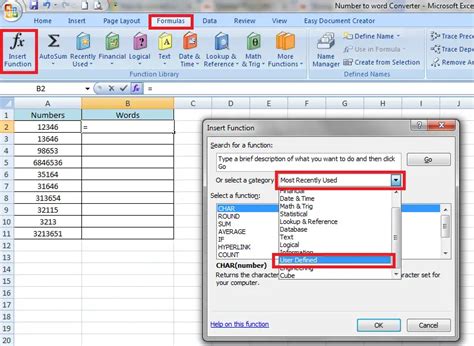 how to change numeric to words in excel