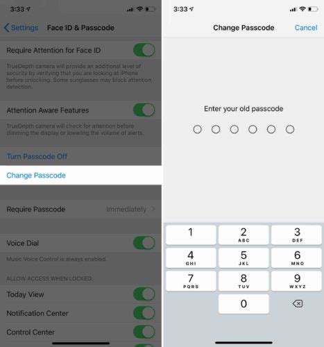 how to change old iphone passcode