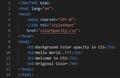 how to change opacity of background colour in css