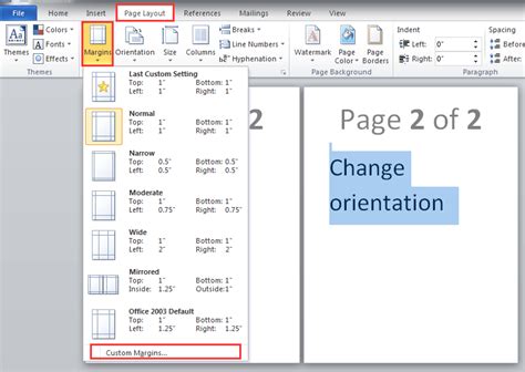 how to change orientation of one page in word