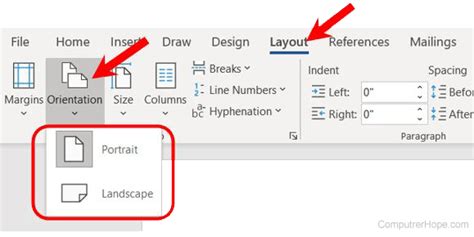 how to change orientation on microsoft word