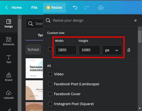how to change page aspect ratio in canva