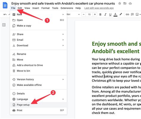 how to change pageless format in google docs