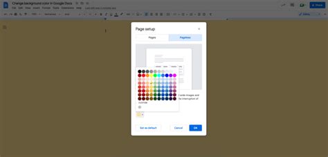 how to change paper color in docs