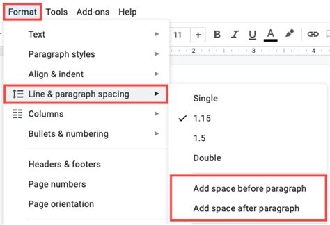 how to change paragraph spacing in google sheets